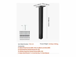 Buzón * Poste de Buzón SucceBuy, 109,4 x 30 x 15 cm, Soporte de Buzón Empotrado Acero Revestimiento en Polvo, con Placa Universal Negro