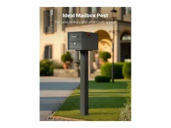 Buzón * Poste de Buzón SucceBuy, 109,4 x 30 x 15 cm, Soporte de Buzón Empotrado Acero Revestimiento en Polvo, con Placa Universal Negro