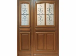 GD Menuiseries Puerta De Entrada * Puerta de Entrada de Madera Escalonada 'Vauban' Dimensión 215 X 140 Empuje a la Derecha (Dimensiones de la Tabla) sin manilla Marru00f3n