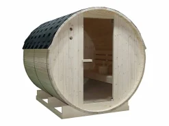 VOGUE SAUNA Sauna De Exterior * Sauna de exterior de 6 plazas, Ancho 185 x Prof. 220 x Alt. 190 cm, ISOKYRO Color natural claro