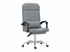 Clicnbuy Silla De Oficina * Silla de oficina reclinable con masaje de tela claro Gris
