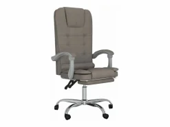 Clicnbuy Silla De Oficina * Silla de oficina reclinable con masaje tela gris taupé Topo
