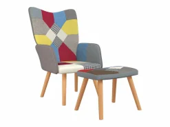 Silla de relajación con reposapiés tela patchwork < Clicnbuy Discount