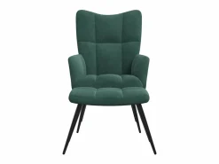 Clicnbuy Sillón * Silla de relajación con taburete terciopelo oscuro Verde