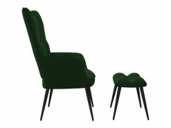 Clicnbuy Sillón * Silla de relajación con taburete terciopelo oscuro Verde