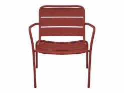 MYLIA Colección Rouge Passion | Sillón bajo de jardín apilable de metal - MIRMANDE de
