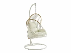 Sillón colgante de resina trenzada - Natural claro con cojines blancos - LUTUS de < MYLIA Hot