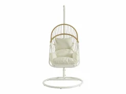 Sillón colgante de resina trenzada - Natural claro con cojines blancos - LUTUS de < MYLIA Hot