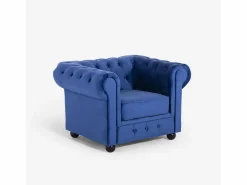 AHD Sillón | Sillón de salón de estilo clásico Chesterfield de terciopelo Coventry - Marino