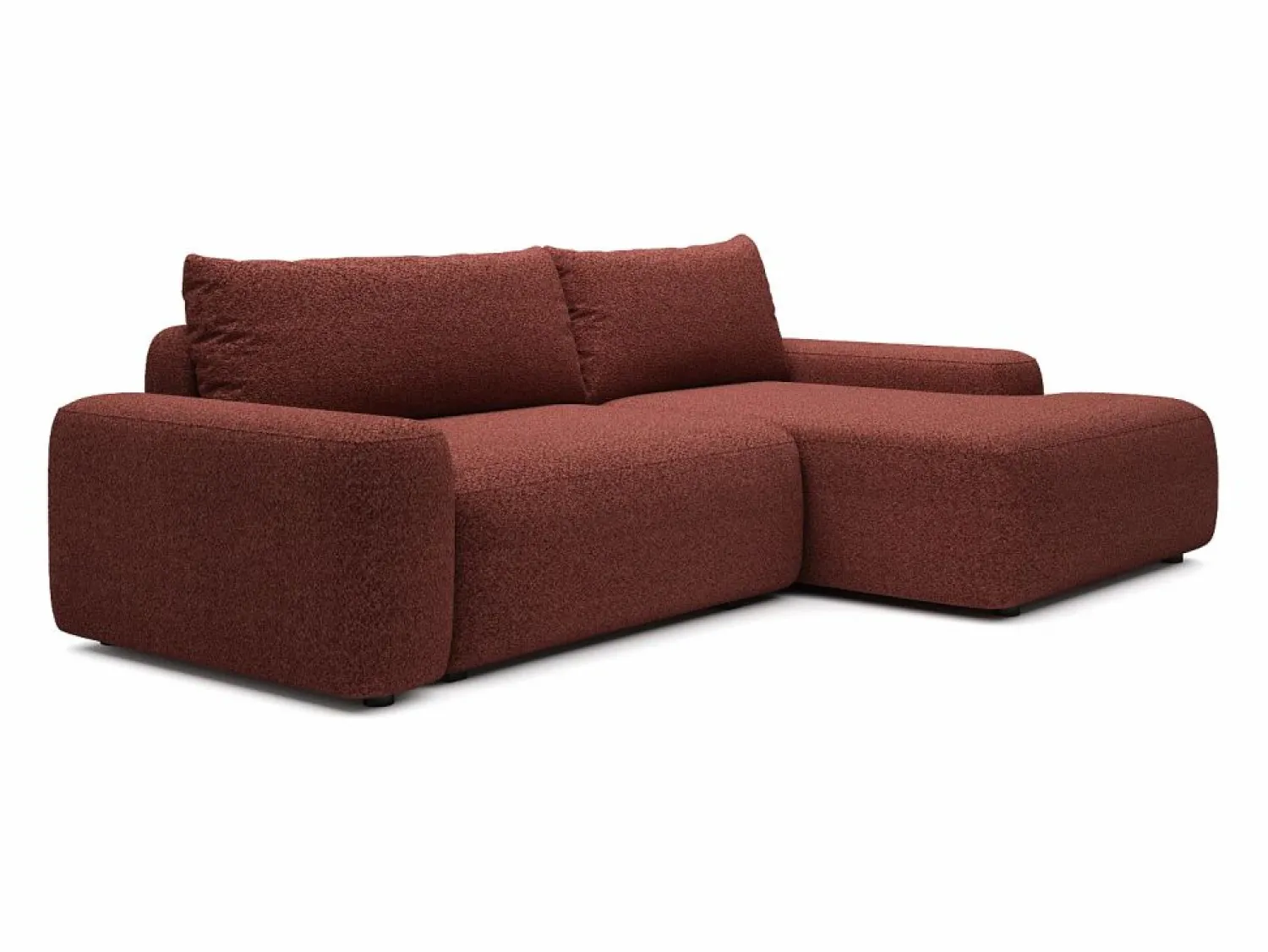 Vente-unique Colección Rouge Passion | Sofá cama rinconera derecha en chenilla burdeos DAVISO