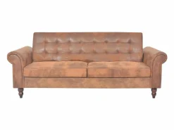 Sofá cama convertible con reposabrazos de ante sintético marrón < Clicnbuy Outlet