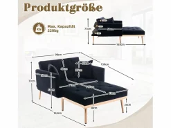 Diván Cama | Sofá cama convertible en osito - Patas de metal dorado - Función chaise longue