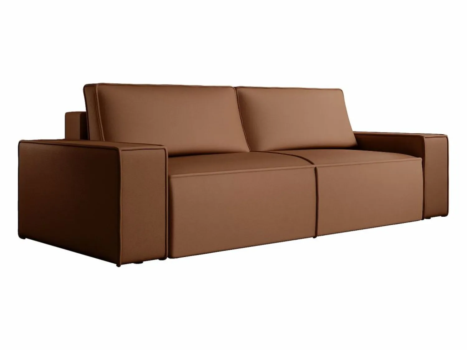 Sofá cama de 4 plazas de tela efecto cuero color marrón AMELIA < Vente-unique Best