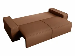 Sofá cama de 4 plazas de tela efecto cuero color marrón AMELIA < Vente-unique Best
