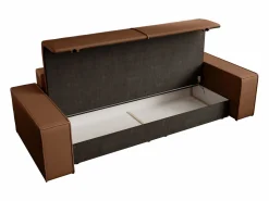 Sofá cama de 4 plazas de tela efecto cuero color marrón AMELIA < Vente-unique Best