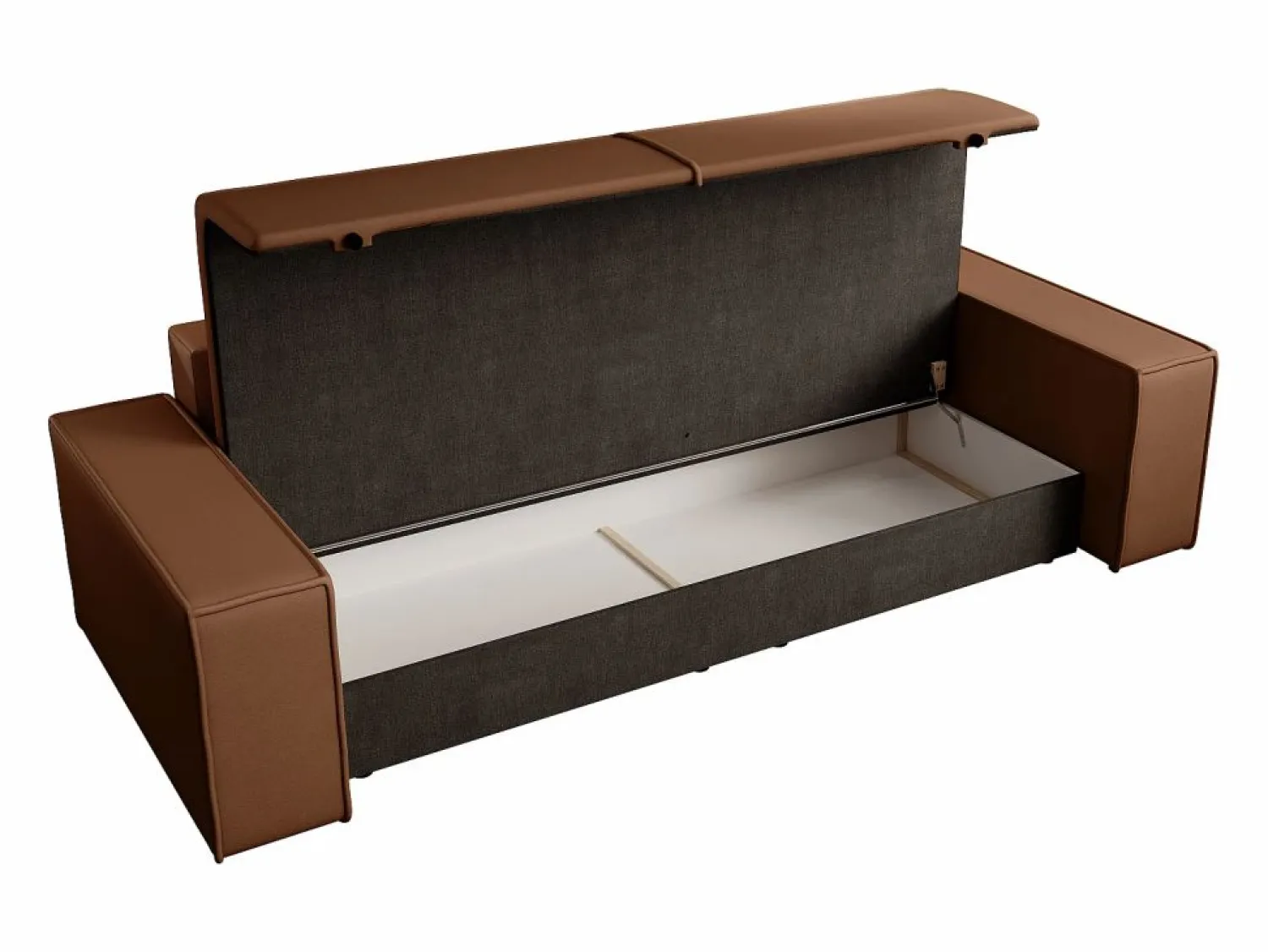 Sofá cama de 4 plazas de tela efecto cuero color marrón AMELIA < Vente-unique Best