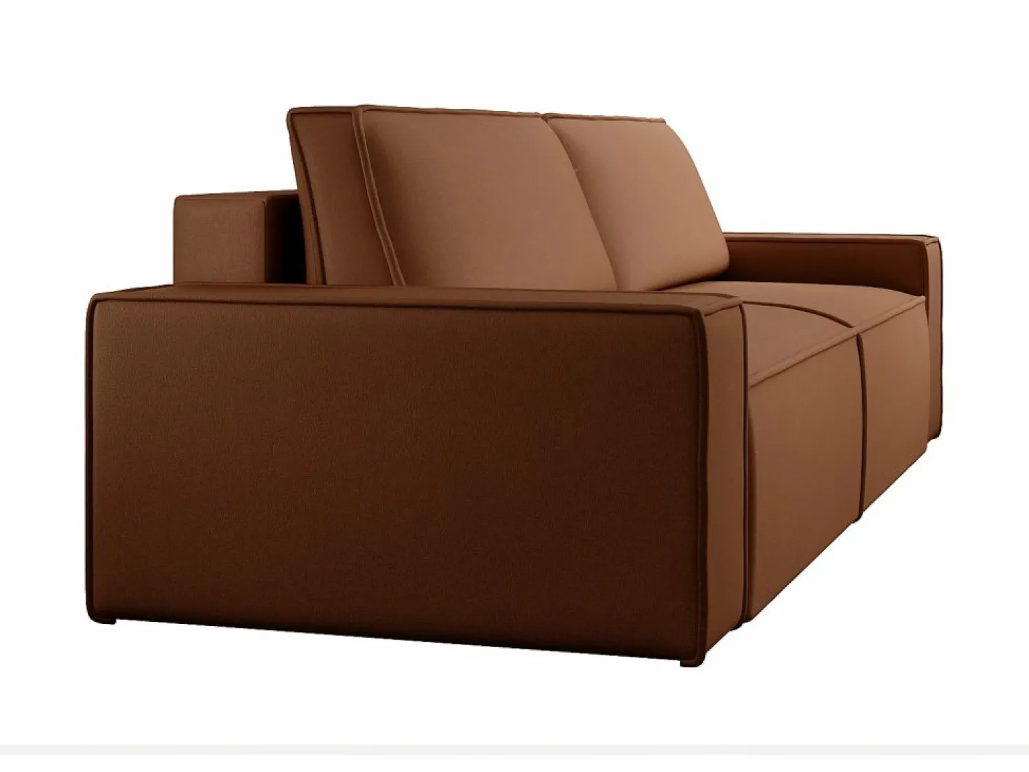 Sofá cama de 4 plazas de tela efecto cuero color marrón AMELIA < Vente-unique Best