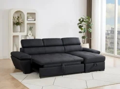 LINEA SOFA Todos Los Sofás|Sofá - 4 Plazas * Sofá cama rinconera derecha de cuero JONOVA Negro