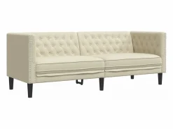 Clicnbuy Sofás Chesterfield|Sofás De Piel Sintética * Sofá Chesterfield de 3 plazas cuero artificial Negro