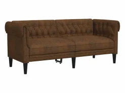 Sofá chesterfield de 2 plazas tela marrón < Clicnbuy Outlet