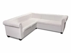 Sofá de esquina Chesterfield 5 plazas cuero artificial < vidaxl Outlet