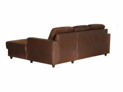 Sofá de esquina 4 plazas Vintage Marrón Contemporáneo - Tela 100% poliéster - Estructura de Pino Macizo - Cómodo y Elegante < Clearance