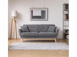 Concept-Usine Sofá Escandinavo | Sofá escandinavo 3 plazas de terciopelo gris HOGA