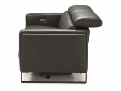 Sofá reclinable eléctrico de cuero Kinston-Gris oscuro-Sillón reclinable eléctrico de 3 plazas < Les Tendances Discount