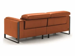 Sofá reclinable eléctrico de cuero Kinston-Marrón avellana-Sillón reclinable eléctrico de 3 plazas < Les Tendances Discount