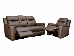 Sofá relax 3+1 plazas de piel color marrón EVASION < Vente-unique New