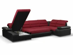 Sofá XXL Rojo/Negro ángulo izquierdo BOILEAU - Barato < Vente-unique Online