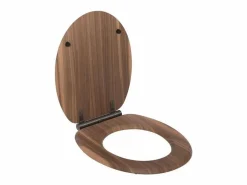 Tapa De Inodoro * Tapa de WC MDF FSC imitación nogal con cierre suave y bisagras metálicas de grafito cepillado desmontable Multicolor