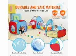 Cabaña Infantil * Tienda de Juego 5 en 1 para Niños SucceBuy con Túnel, Canasta de Baloncesto para Bebés, Varones y Niñas