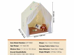 Cabaña Infantil * Tienda de Juego para Niños SucceBuy, 1 a 5 Años, Yurta, con Alfombra y Lámpara