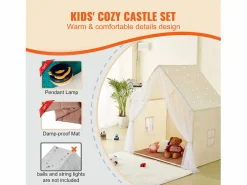 Cabaña Infantil * Tienda de Juego para Niños SucceBuy, 1 a 5 Años, Yurta, con Alfombra y Lámpara