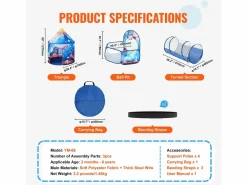 Cabaña Infantil | Tienda de Juego y Túnel SucceBuy Blue Rocket para Niños, Regalo para los Bebés Varones y Niñas