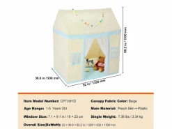 Cabaña Infantil | Tienda de Juegos para Niños SucceBuy, 1 a 5 Años, con Alfombra y Lámpara