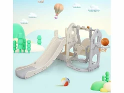Merax Tobogán | Tobogán infantil 5 en 1 - 179 x 184 x 103 cm - HDPE - Con columpio y espacio de almacenamiento -