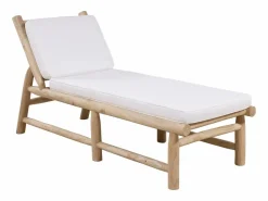 Tumbona de teca con colchoneta - Natural claro y blanco - TULUM de < MYLIA Clearance