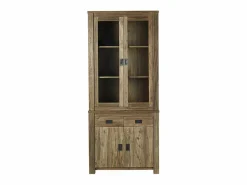 BERAH GETAH Vitrina Para Vajilla * Vajillero de madera de teca reciclada maciza Color natural claro