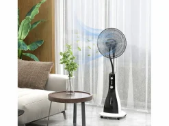 Aire Acondicionado, Ventilación * Ventilador con función nebulizador 3L, 90W, 3 modos, temporizador, oscilante, ruedas, (44,5x38,5x120cm) Negro