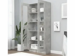 Clicnbuy Vitrina * Vitrina de madera contrachapada hormigón 82,5x30,5x185,5cm Gris