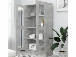 Clicnbuy Vitrina * Vitrina de madera contrachapada hormigón 82,5x30,5x150cm Gris