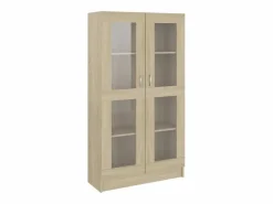 Clicnbuy Vitrina * Vitrina de madera contrachapada color roble 82,5x30,5x150 cm Marru00f3n