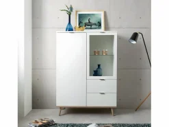 Calicosy Vitrina Para Vajilla * Vitrina 2 puertas y 2 cajones - Al. 140 cm - Copenhague Blanco