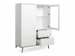 Calicosy Vitrina Para Vajilla * Vitrina 2 puertas y 2 cajones - Al. 140 cm - Copenhague Blanco