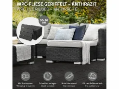 33x WPC Baldosas Balcón Baldosas Click 30x30cm Antracita 3 m² < ECD Germany Discount